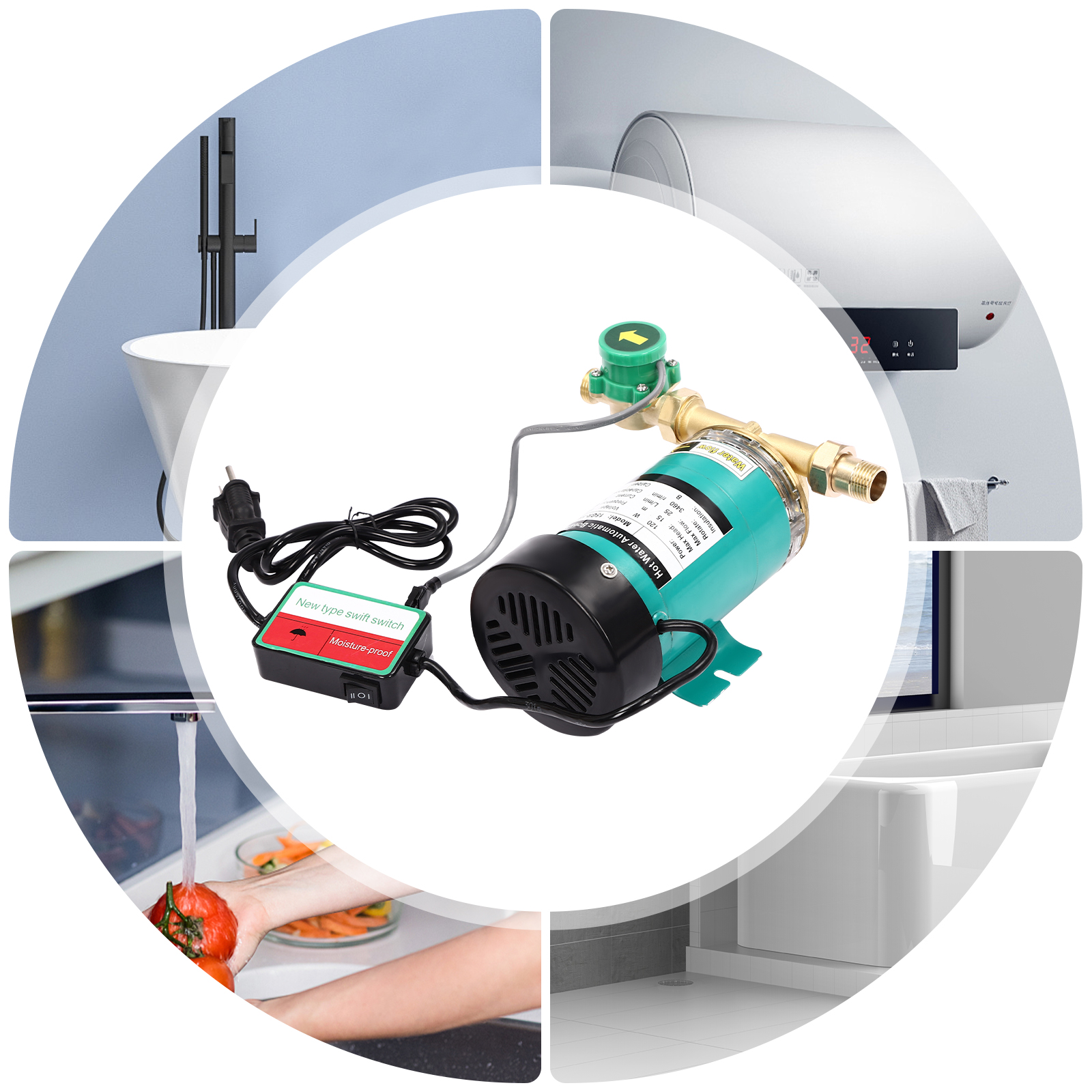 Home Bathroom Pressure Pump - 115V/60Hz Pressure Pump, 120W Water Pressure