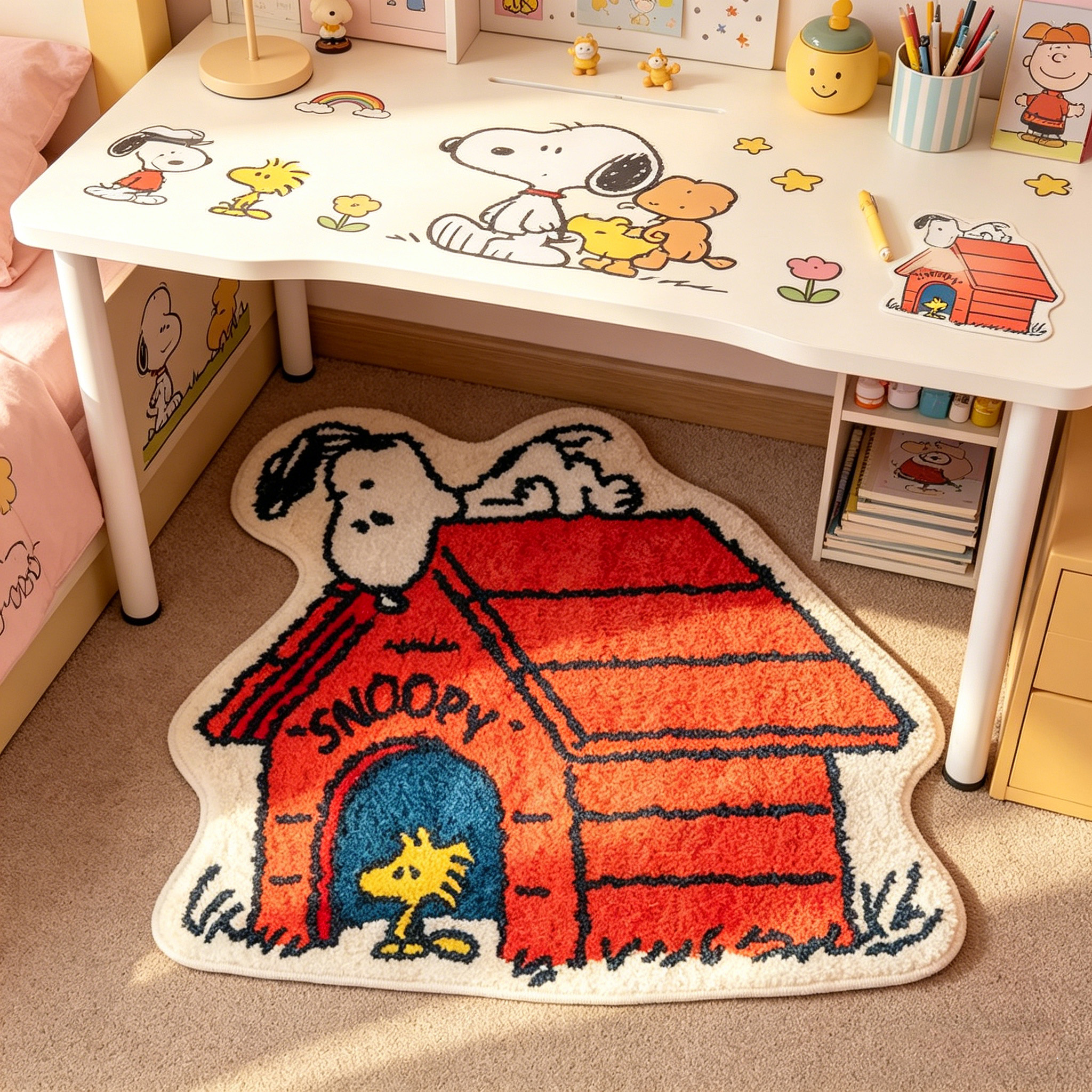 Home Bathroom Mats - Cute Cartoon Snoopy House Shaped Rug