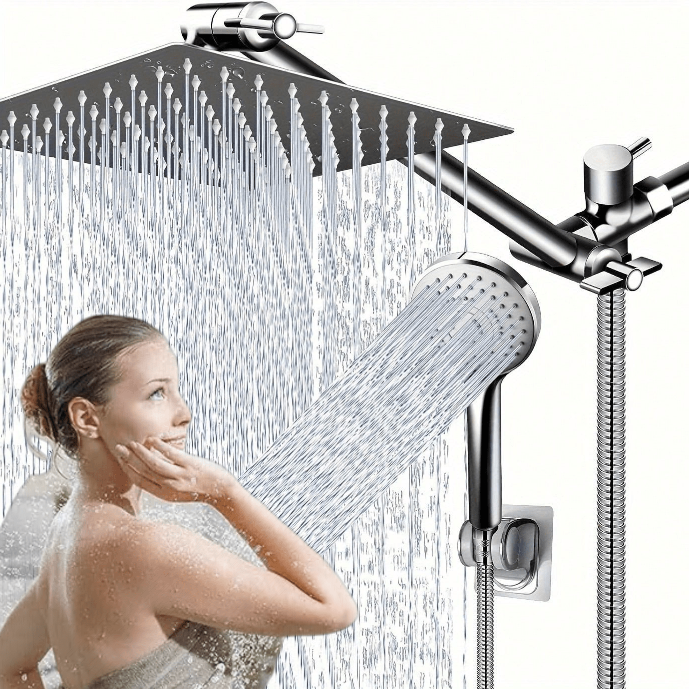 Home Bathroom - 8-Inch High Pressure Rain Shower Head/Handheld