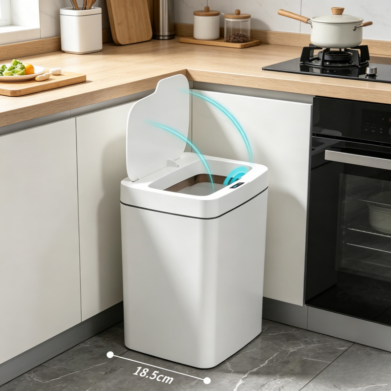 Home Bathroom Trash Can - Smart Sensor Trash Can White 15L