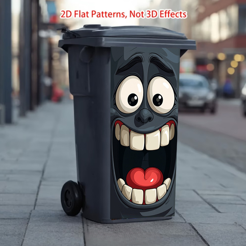 Home Bathroom Trash Can - 1pcs Funny Face Trash Can Stickers