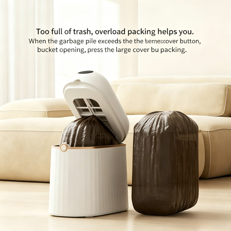 Home Bathroom Trash Can - Smart Sensor Automatic Bagging Bin Automatic