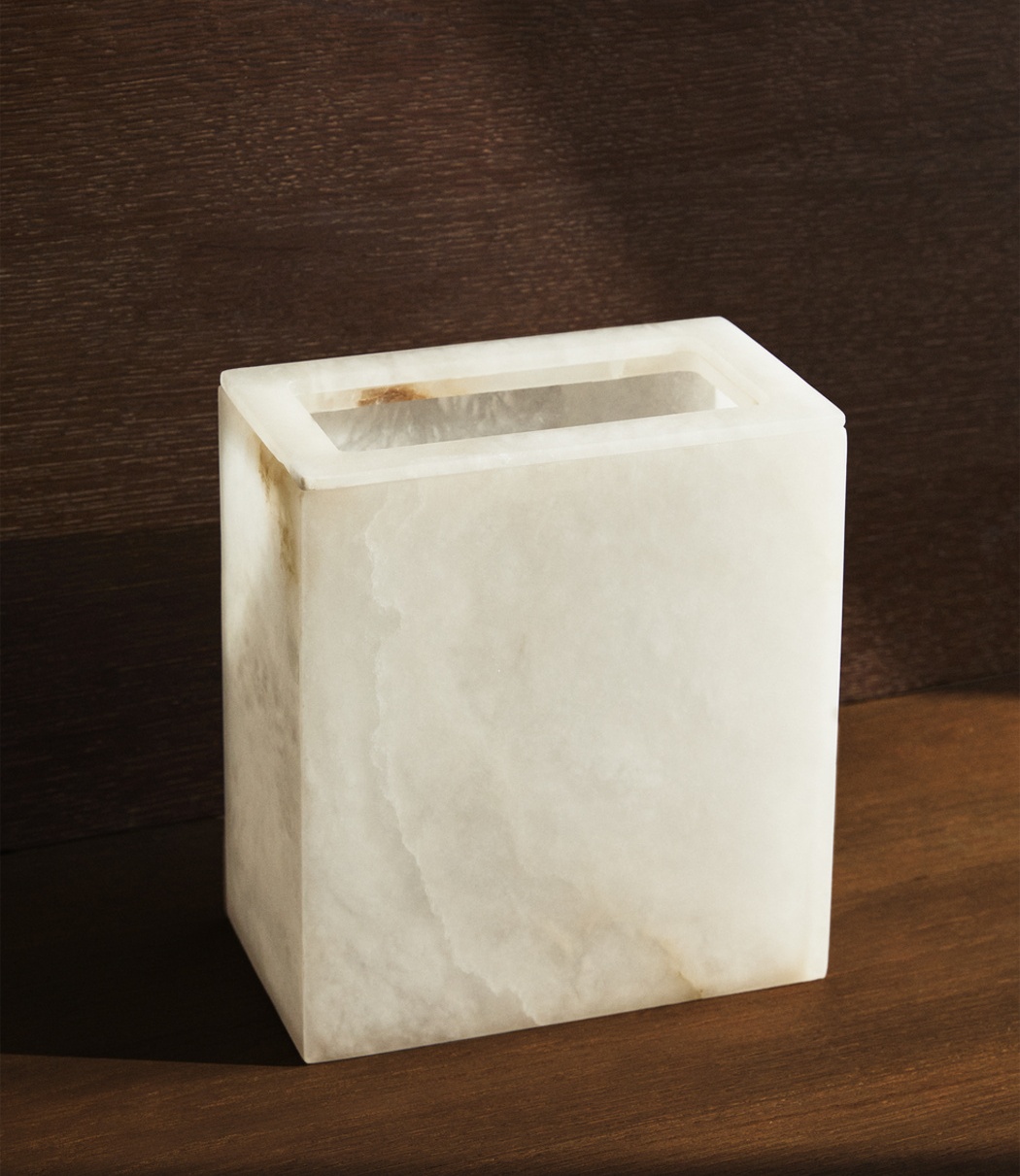 Natural Stone Snowflake Gypsum - Home Bathroom Trash Can ulasan dan harga