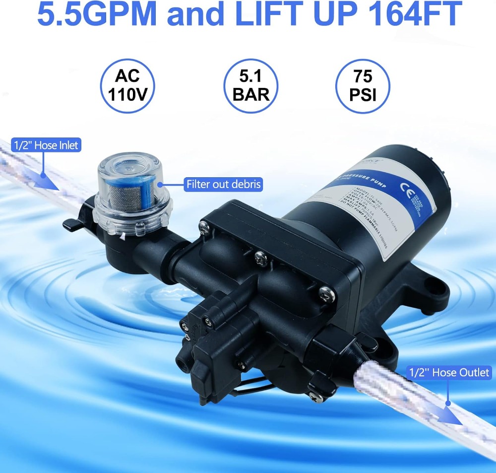 110V AC Water Diaphragm Pump 5 - Home Bathroom Pressure Pump ulasan dan harga