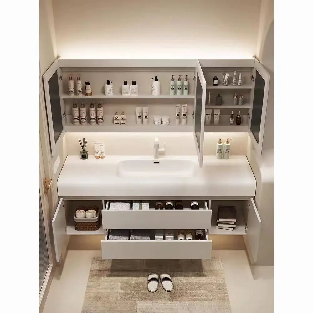 Light Luxury Bathroom Cabinet  - Home Bathroom Vanity Combo ulasan dan harga
