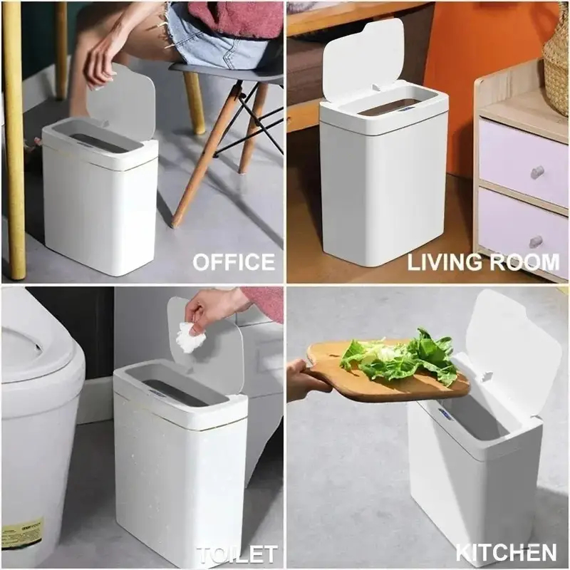 Smart Sensor Trash Can White 1 - Home Bathroom Trash Can ulasan dan harga