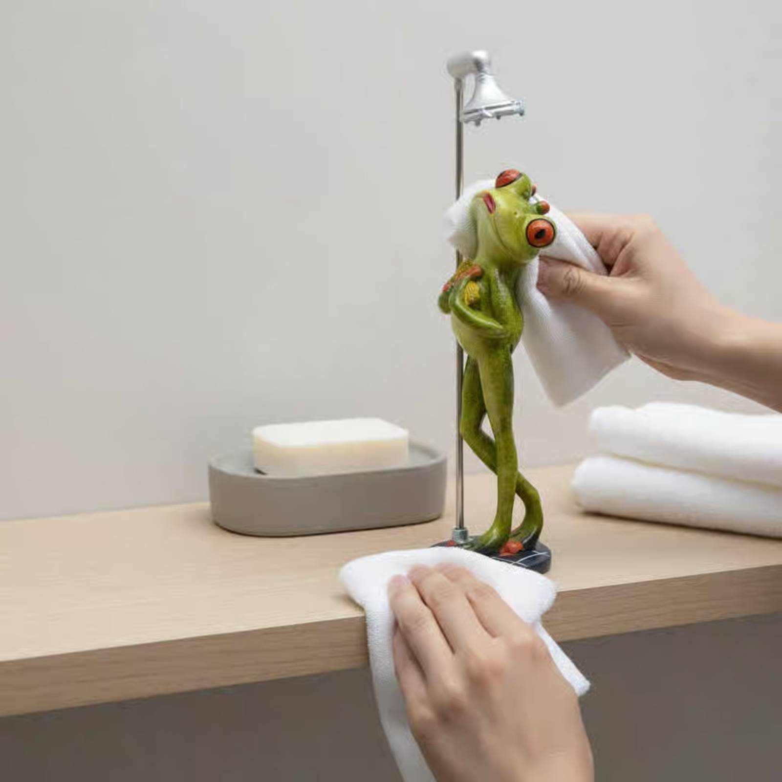 Showering Frog Figurine Novelt - Home Bathroom ulasan dan harga