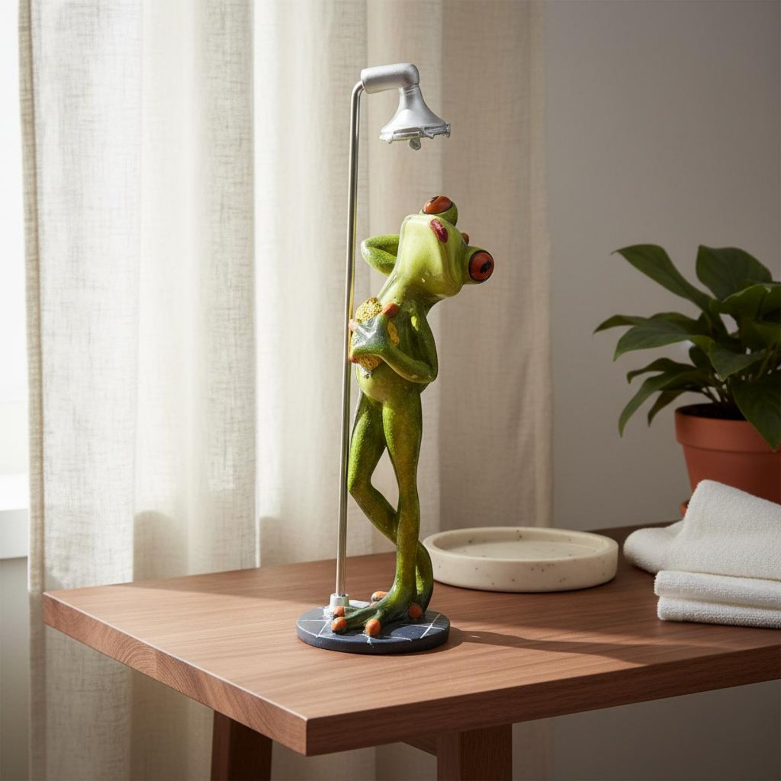 Showering Frog Figurine Great  - Home Bathroom ulasan dan harga