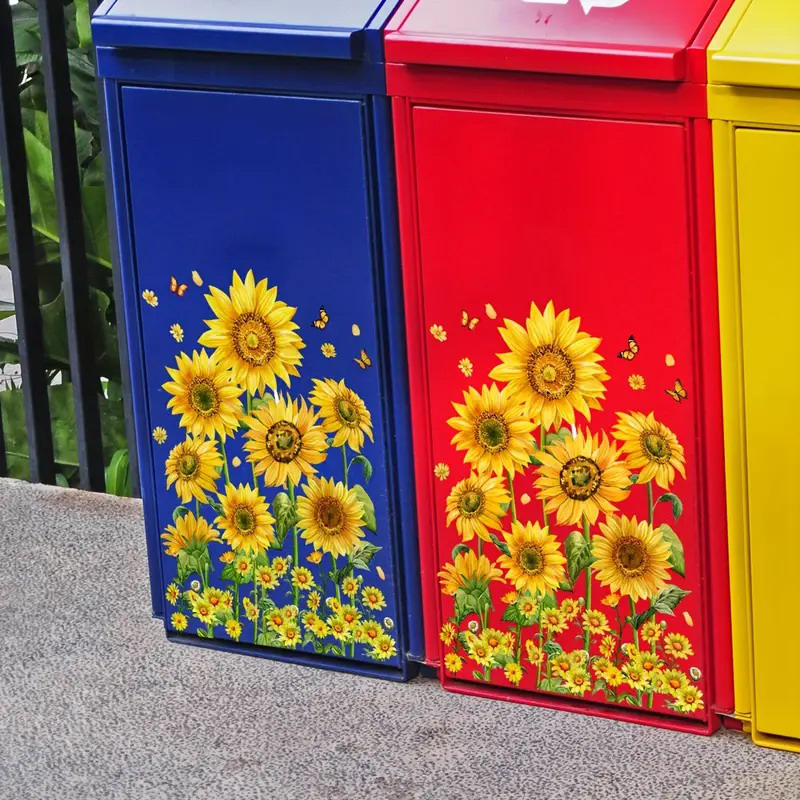 Sunflower Trash Can Stickers F - Home Bathroom Trash Can ulasan dan harga