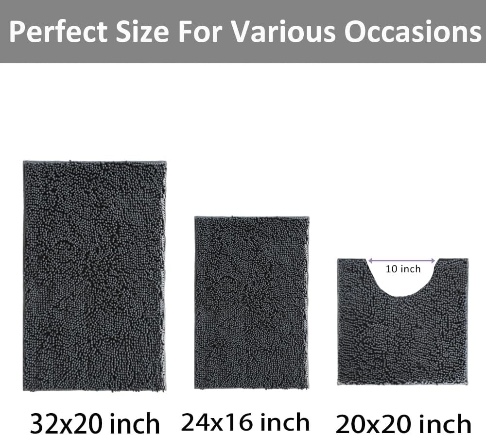 Non-Slip 3-Piece Chenille Bath - Home Bathroom Mats ulasan dan harga