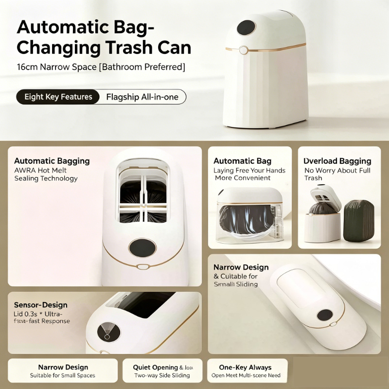 Smart Sensor Automatic Bagging - Home Bathroom Trash Can ulasan dan harga