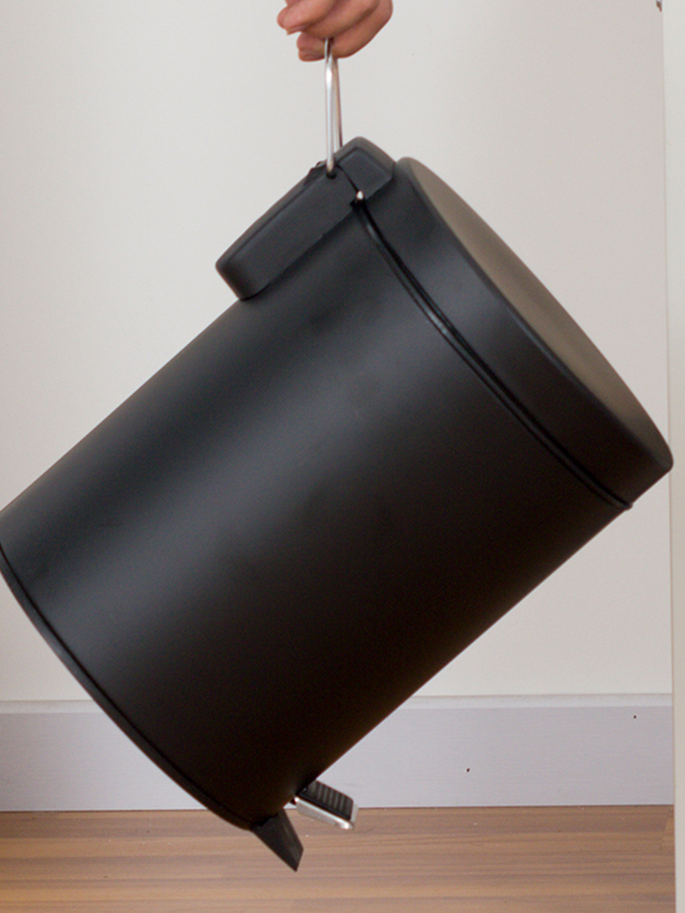 3L Mini Black Round Lidded Ste - Home Bathroom Trash Can ulasan dan harga