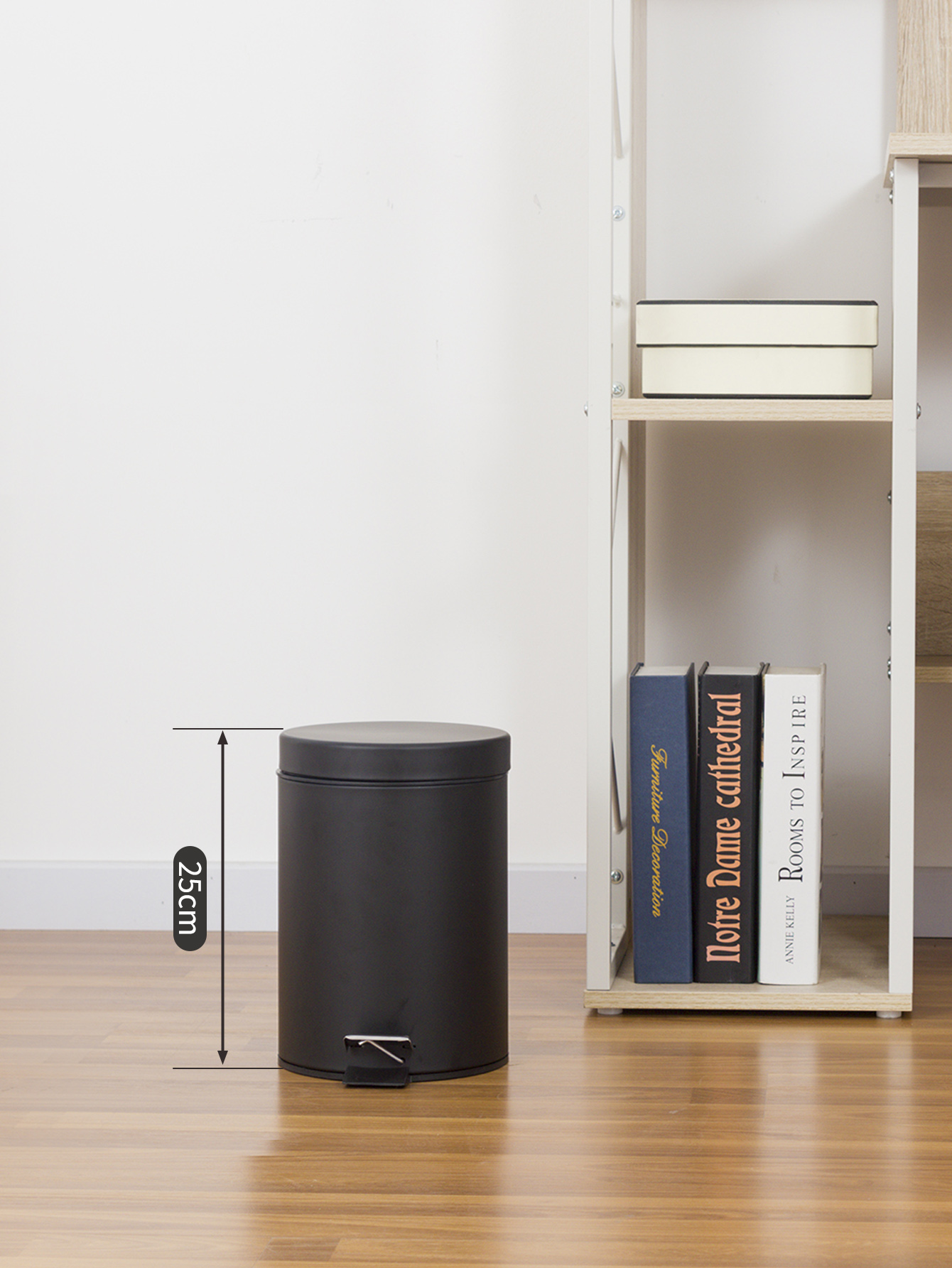 3L Mini Black Round Lidded Ste - Home Bathroom Trash Can ulasan dan harga