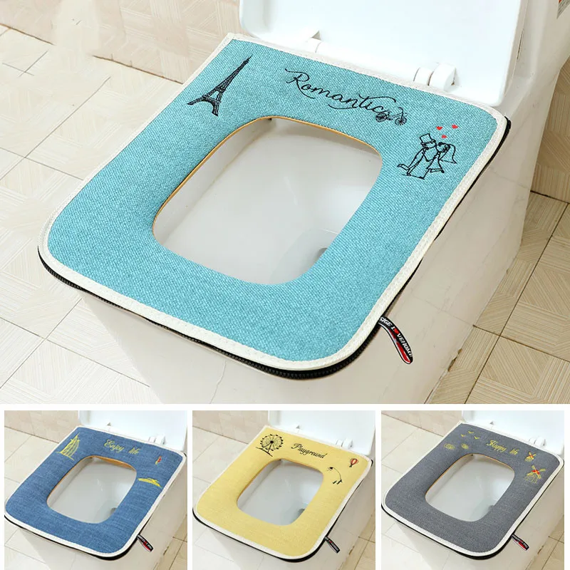 Square with Zipper Home Toilet - Home Bathroom Mats ulasan dan harga