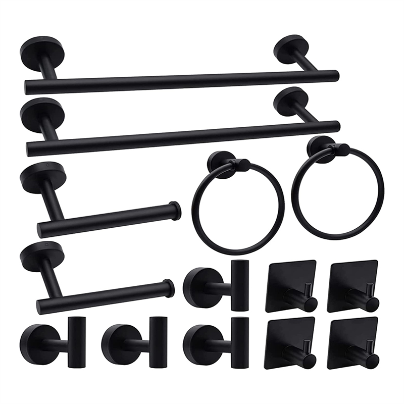 ABCL 14-Pieces Matte Black Bat - Towel Bar Stainless ulasan dan harga